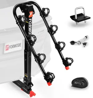 FORWODE Premium 2 Bike Hitch Mount Rack, Tiltable Foldable Bicycle Carrier Wobble Free Locking Hitch Quick Release 2-Inch Receiver Black (B- Standard Edition, 4Bike)