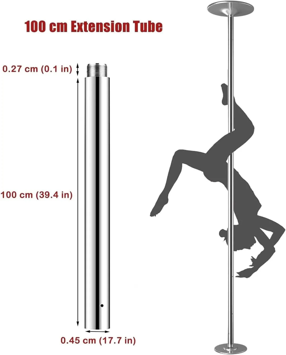FOTN Stripper Pole,Dance Pole， Pole Dancing Pole, Platinum Stripper Pole Kit with Extension Accessories & Tools, Lockable Dancer Pole(100cm(39.4 in) Extension Tube)