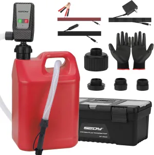 Fuel Transfer Pump Battery Powered - Auto-Stop Sensor, 51“ Hose Transfer Pump with Tank Adapters Portable Liquid Pump for Gasoline Diesel Water Gas Cans