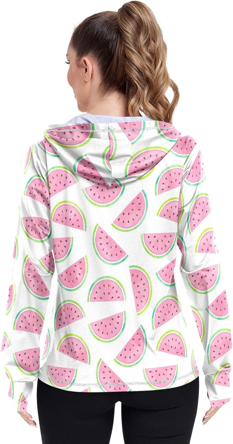 GAIGEO Cute Rabbit Doodle Style Women Jacket Breathable Women Uv Protection Clothing UPF 50 , with Zip Pockets, S