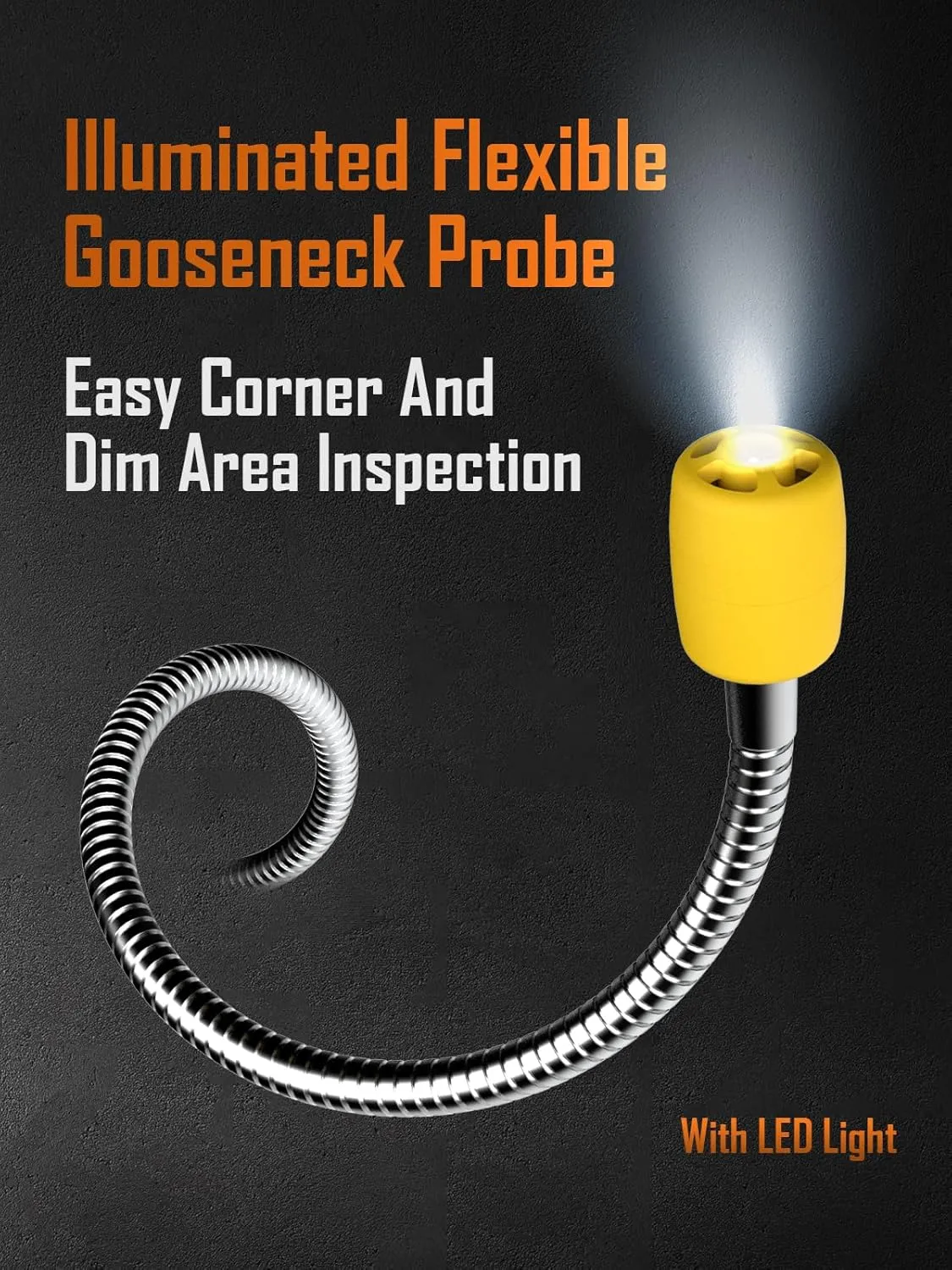 Gas Leak Detector, VITITE Natural and Propane Gas Detector for Home and RV, with Illuminated Flexible Probe, Locating The Source of Combustible Gas Leaks (Includes Battery x3 & Storage Bag) - Yellow