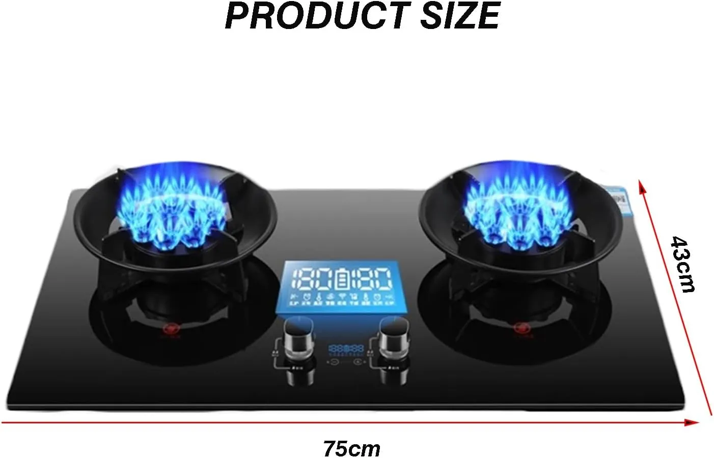 Gas Stove 2 Burners Gas Stove, 8.5kW180 Timer (Two-Sided Independent) Cast Iron Pot Rack, Flip-top Design Freestanding Stove Camping Outdoor(LPG)