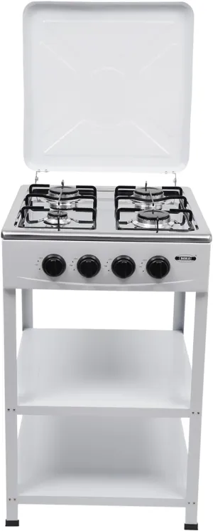 Gas Stove Portable Stove 4 Burner with Support Leg Stand and Wind Blocking Cover Adapter Manual Ignition Camping Stove for Home Use,for RV,Apartment,Outdoor Cooking (White)