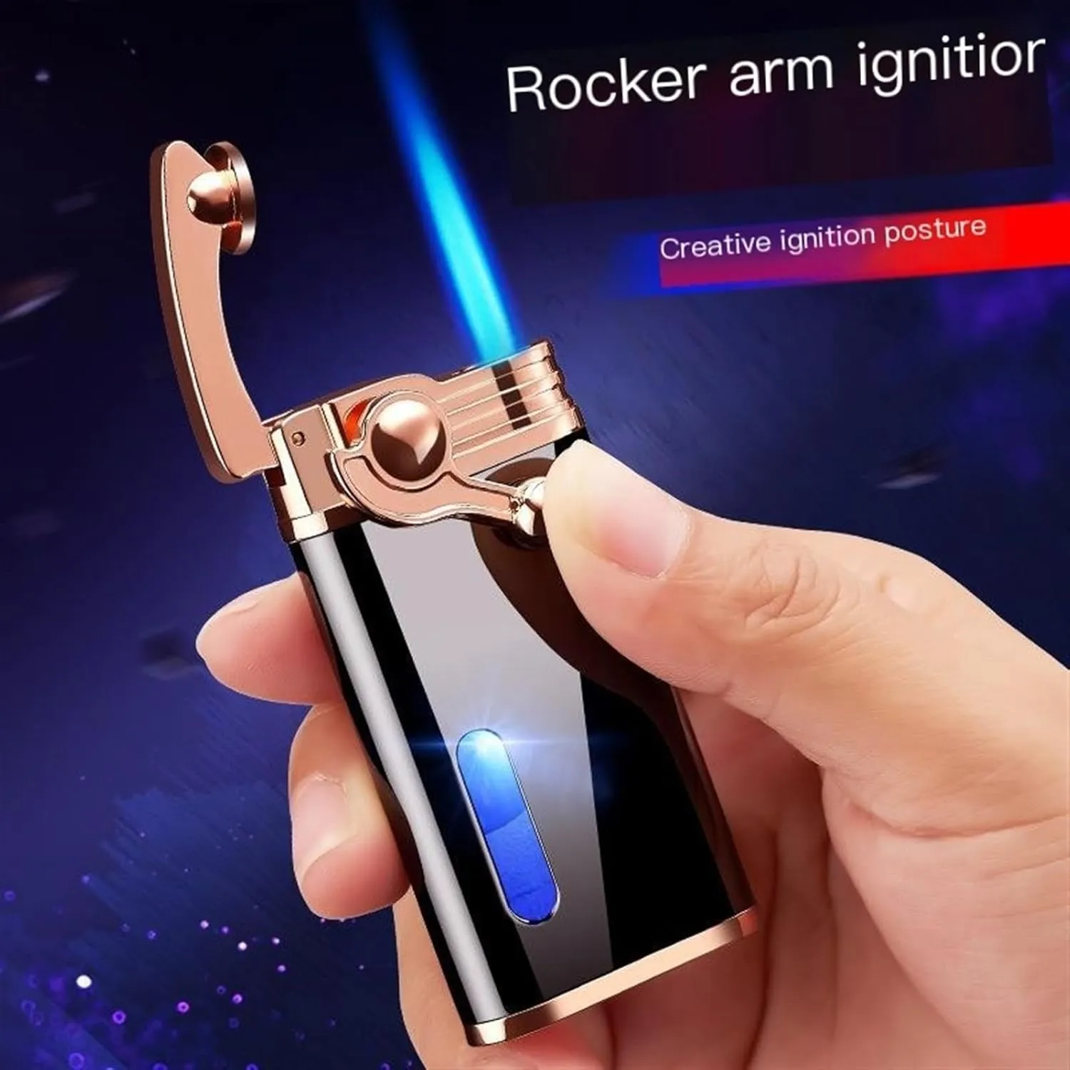 GAVIK Windproof Adjustable Flame Lighter Butane Lighter Blue Flame arm igniter Durable Alloy Material Visible Beam Suitable for Collection and Outdoor Gift Giving (Color : C)