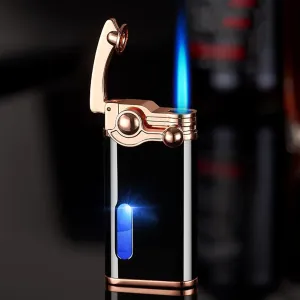 GAVIK Windproof Adjustable Flame Lighter Butane Lighter Blue Flame arm igniter Durable Alloy Material Visible Beam Suitable for Collection and Outdoor Gift Giving (Color : C)