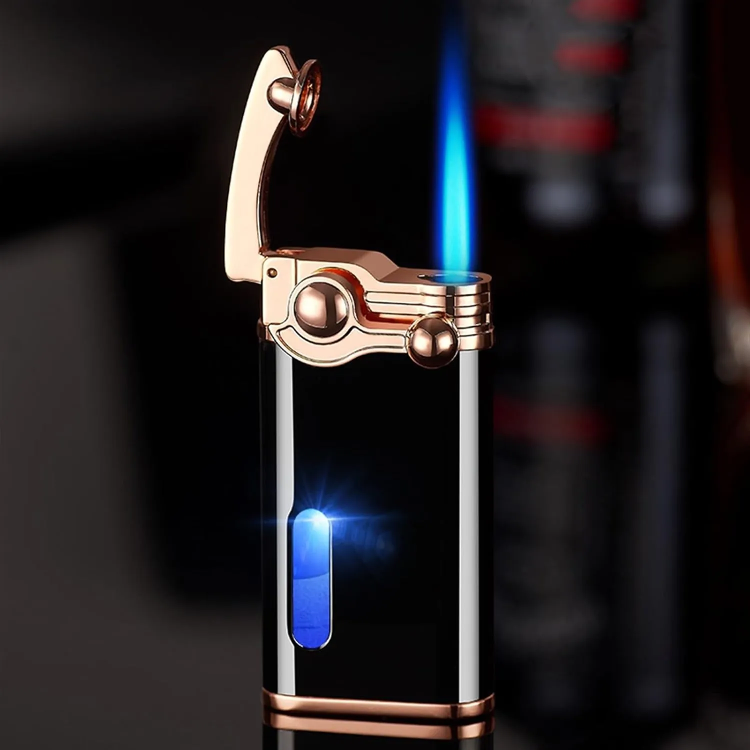 GAVIK Windproof Adjustable Flame Lighter Butane Lighter Blue Flame arm igniter Durable Alloy Material Visible Beam Suitable for Collection and Outdoor Gift Giving (Color : C)