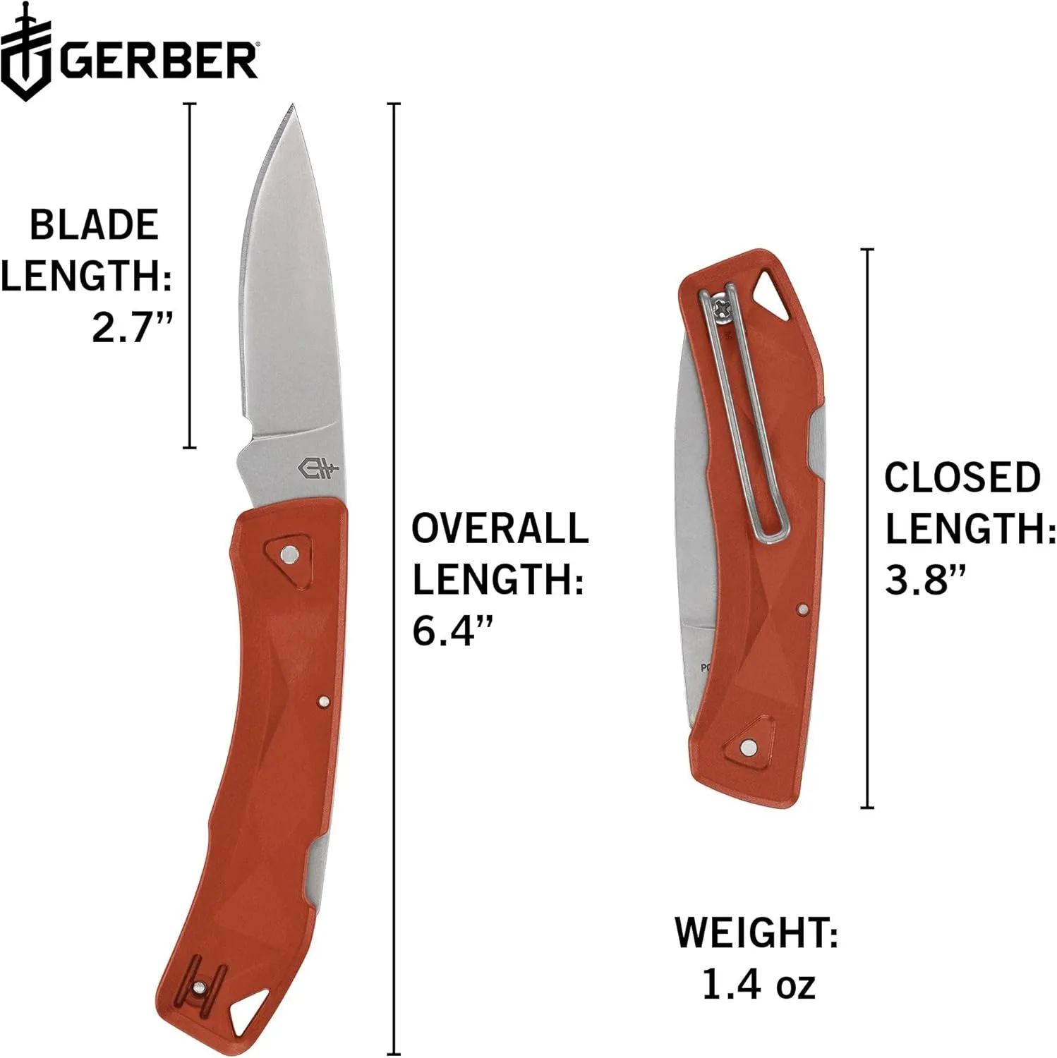 Gerber Gear LST Ultra - Lightweight EDC Knife - Survival Tactical Tool for Hiking, Camping & Outdoor - Compact Folding Pocket Knife - Stainless Steel Blade - Made in USA - Orange