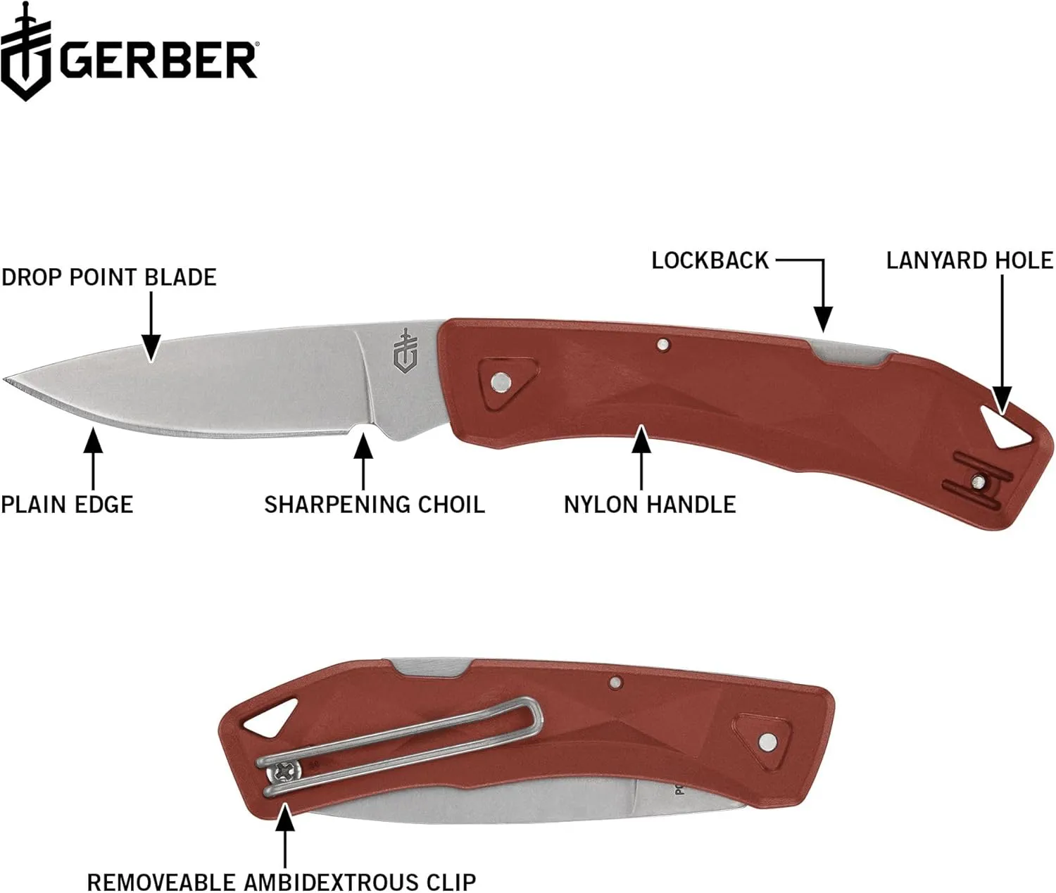 Gerber Gear LST Ultra - Lightweight EDC Knife - Survival Tactical Tool for Hiking, Camping & Outdoor - Compact Folding Pocket Knife - Stainless Steel Blade - Made in USA - Red