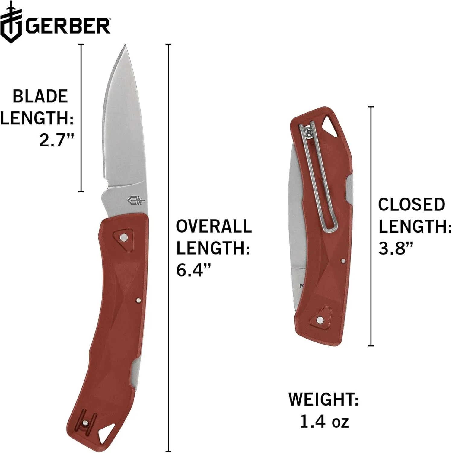 Gerber Gear LST Ultra - Lightweight EDC Knife - Survival Tactical Tool for Hiking, Camping & Outdoor - Compact Folding Pocket Knife - Stainless Steel Blade - Made in USA - Red