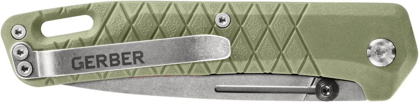 Gerber Gear Zilch Pocket Knife - 3.1" Plain Edge Blade Folding Knife - EDC Gear and Equipment - Lichen Green