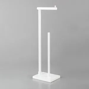 GERZWY Bathroom Toilet Paper Holder Stand SUS 304 Stainless Steel Modern Free Standing Paper Towel Holder, White