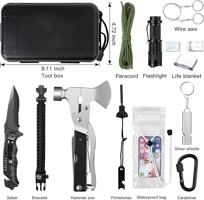 Gifts for Men Dad Him Husband Fathers Day - Survival Kit - Survival Gear and Equipment- Camping Accessories Cool Gadget Birthday Day Gifts for Men Husband Guy