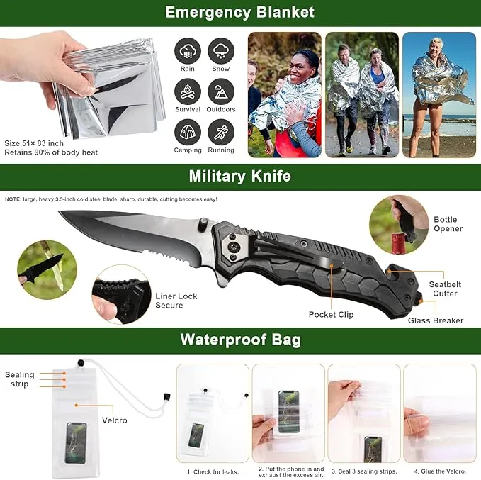 Gifts for Men Dad Him Husband Fathers Day - Survival Kit - Survival Gear and Equipment- Camping Accessories Cool Gadget Birthday Day Gifts for Men Husband Guy