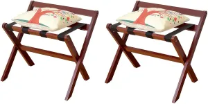 Gjnzby 2 Pack Luggage Racks - Foldable Suitcase Holder, Solid Wood Travel Bag Shelf, Floor Stand with Backrest, Luggage Stand for Guest Room Storage, 200kg Storage Rack (Color : Brown)