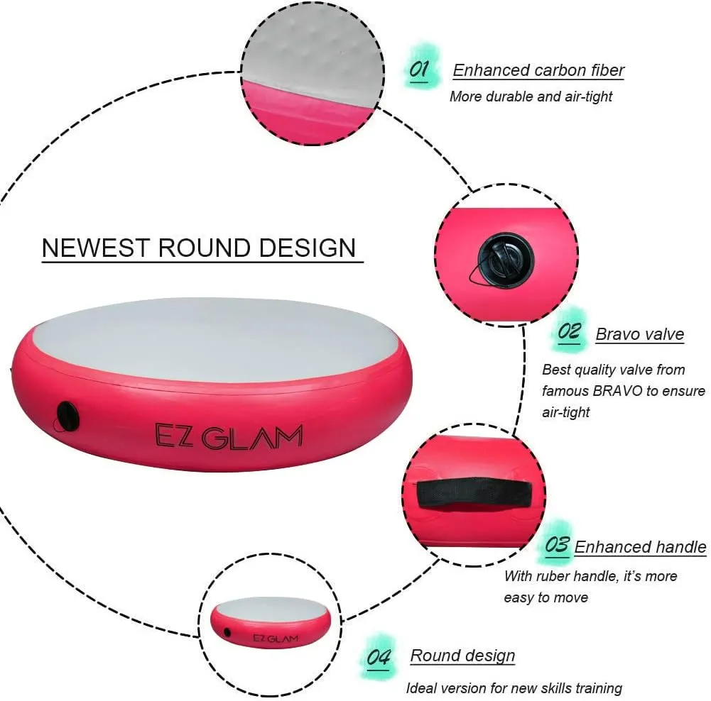 GLANT Air Mat Tumble Track AirSpot - Gymnastics Training Springboard - Round Inflatable Springboard