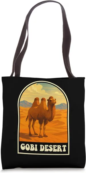 Gobi Desert Mongolia Camel Retro Travel Artwork Tote Bag