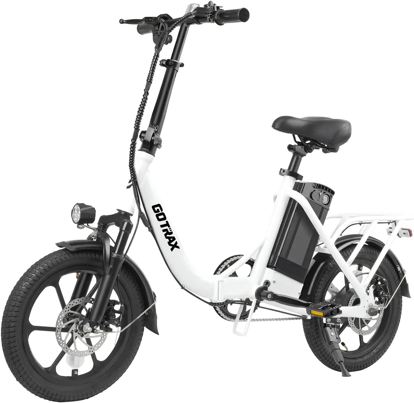 Gotrax 16" Folding Electric Bike, Max 28Miles Range(Pedal-Assist) & Speed 15.5Mph Power by Peak 500W, E-Bike with Removable Battery, Suspension & Adjustable Size, Commuter Bicycle for Adults/Teens