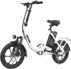 Gotrax 16" Folding Electric Bike, Max 28Miles Range(Pedal-Assist) & Speed 15.5Mph Power by Peak 500W, E-Bike with Removable Battery, Suspension & Adjustable Size, Commuter Bicycle for Adults/Teens