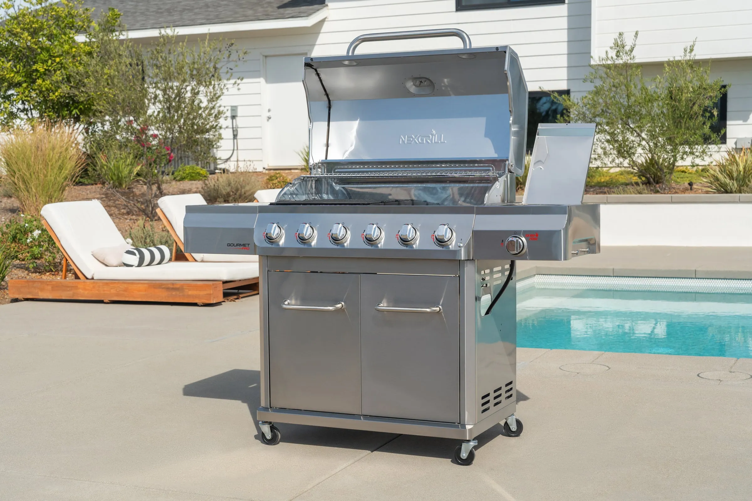 Gourmet Pro 6-Burner Stainless Steel Gas Grill with Searing Side Burner