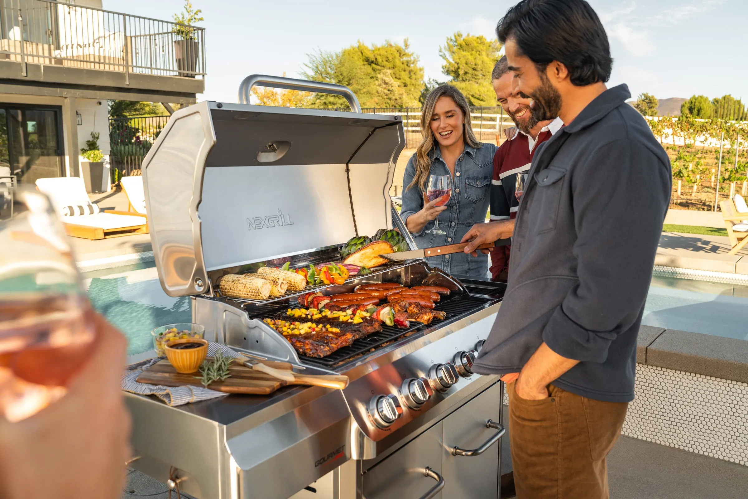 Gourmet Pro 6-Burner Stainless Steel Gas Grill with Searing Side Burner