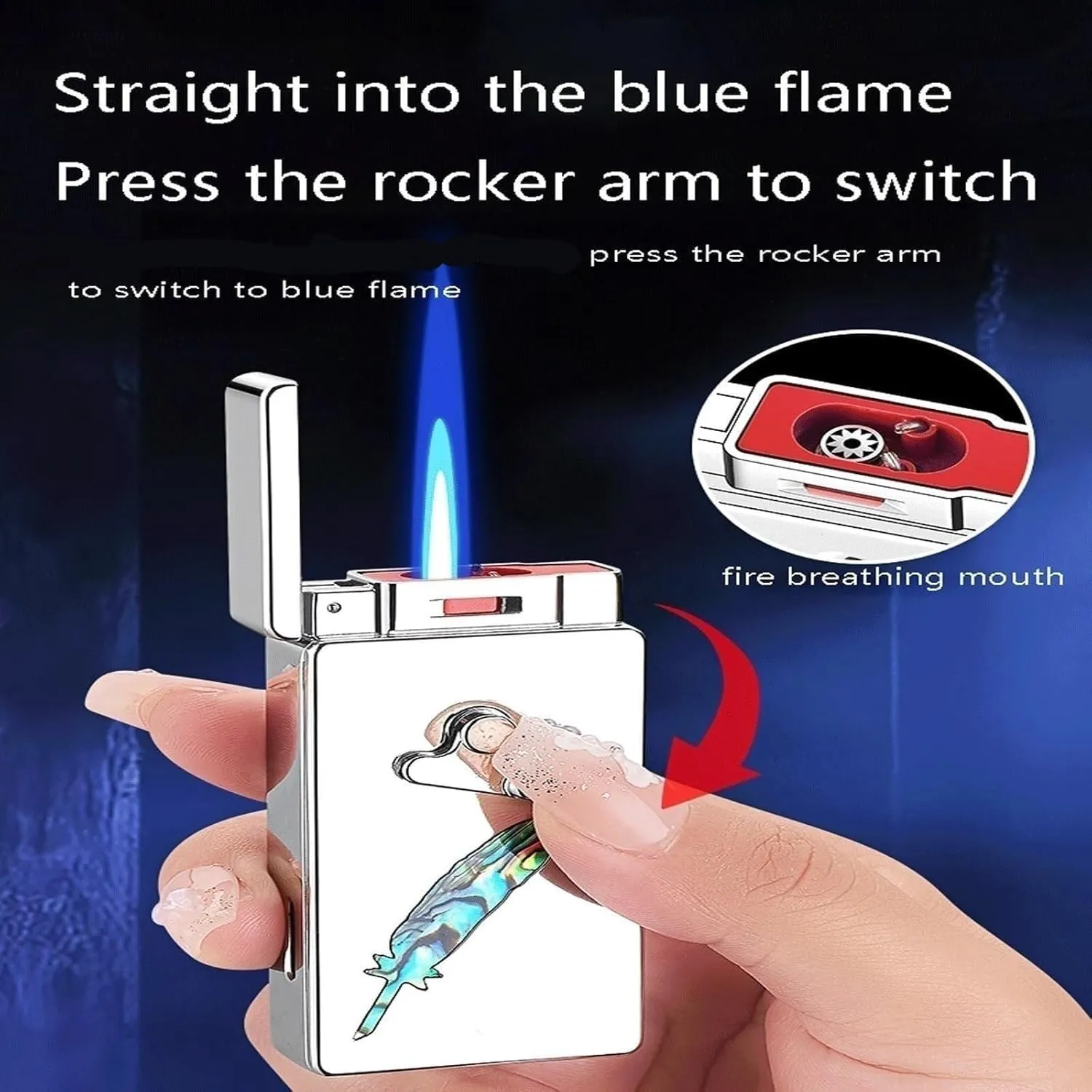 Gravity Induction, Intelligent Induction Metal Butane Lighter, 5 Ignition Modes, Windproof Dual Flame switchable, Adjustable Size, Inflatable Portable Lighter (excluding Fuel)(Silver*b)