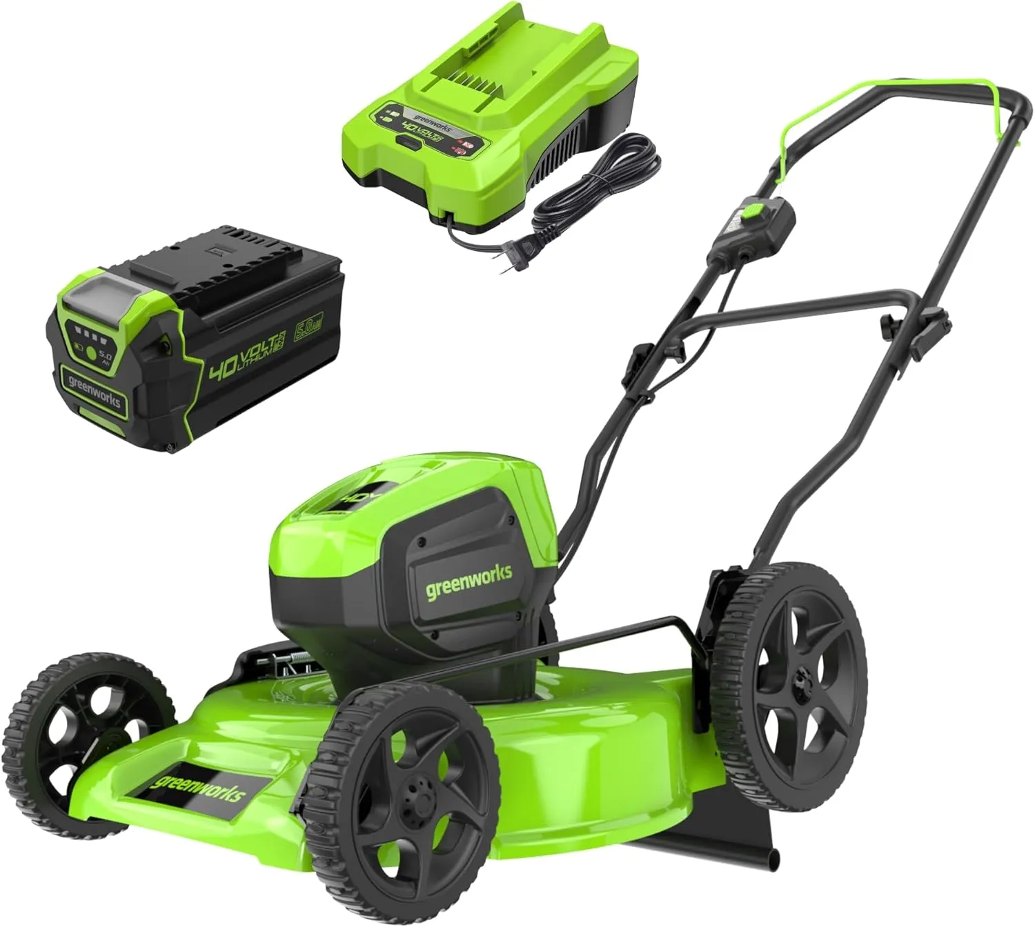 Greenworks 40V 19" Brushless Lawn Mower (High Wheel), 5.0Ah Battery