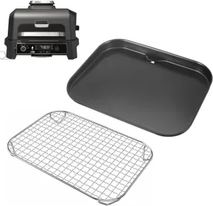 Griddle Plate and Rack for Ninja Woodfire Outdoor Grills OG700 Series, Non-Stick Flat Top Griddle Plate for Ninja XSKGRDPLT Woodfire OG701 OG751 Accessories, Insert