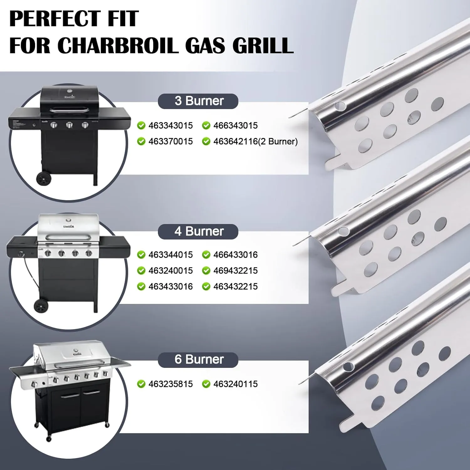 Grill Parts for Char-Broil Advantage 4 Burner 463344015, 463432215, 463240015, 463433016 and Charbroil Advantage 3 Burner Grill replacement Parts 463343015, 463335115, 463435115, 463436815, 463370015.