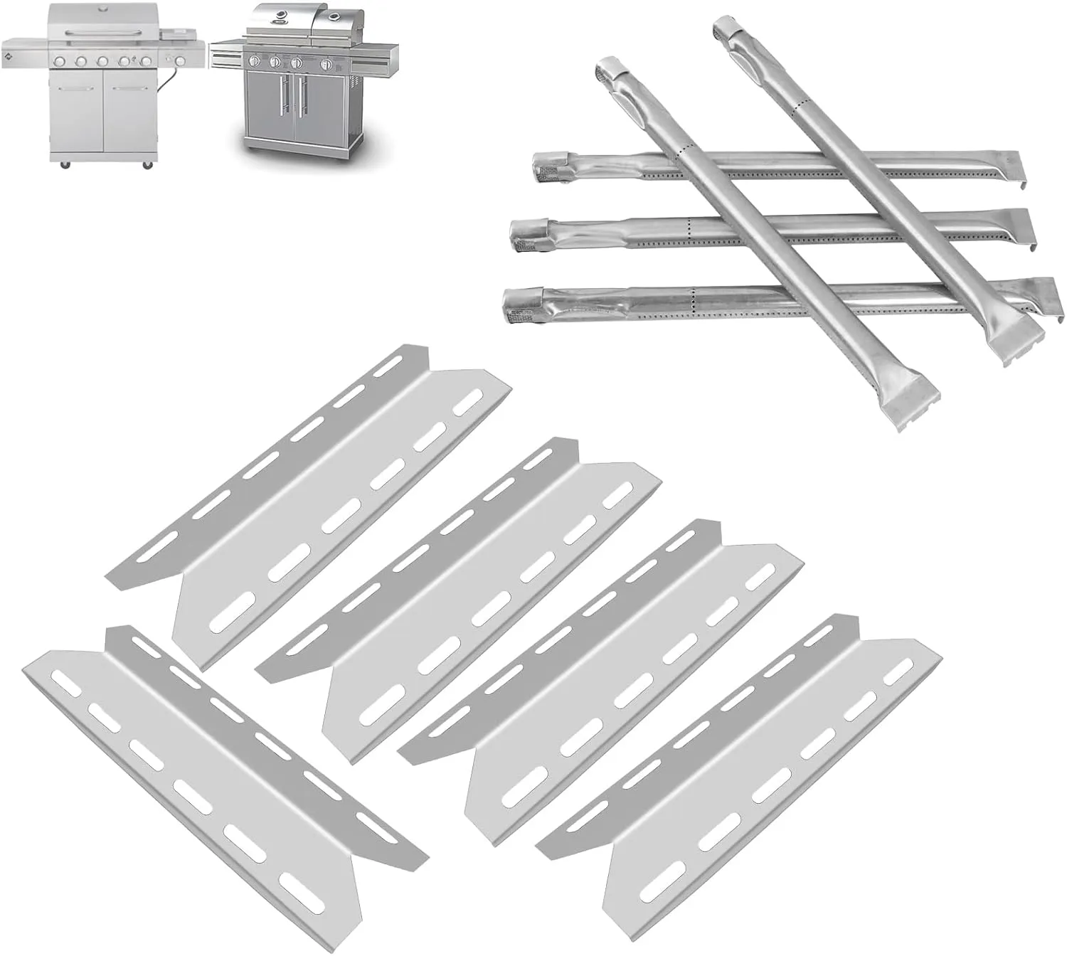 Grill Parts for Nexgrill 720-0033 720-0289, Charmglow Grill Replacement Parts 720-0234 720-0125, Kirkland 720-0025, Sams 720-0584A, Heat Shield Plate & Burner Tube for Charmglow 5 Burner Grills