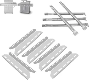 Grill Parts for Nexgrill 720-0033 720-0289, Charmglow Grill Replacement Parts 720-0234 720-0125, Kirkland 720-0025, Sams 720-0584A, Heat Shield Plate & Burner Tube for Charmglow 5 Burner Grills