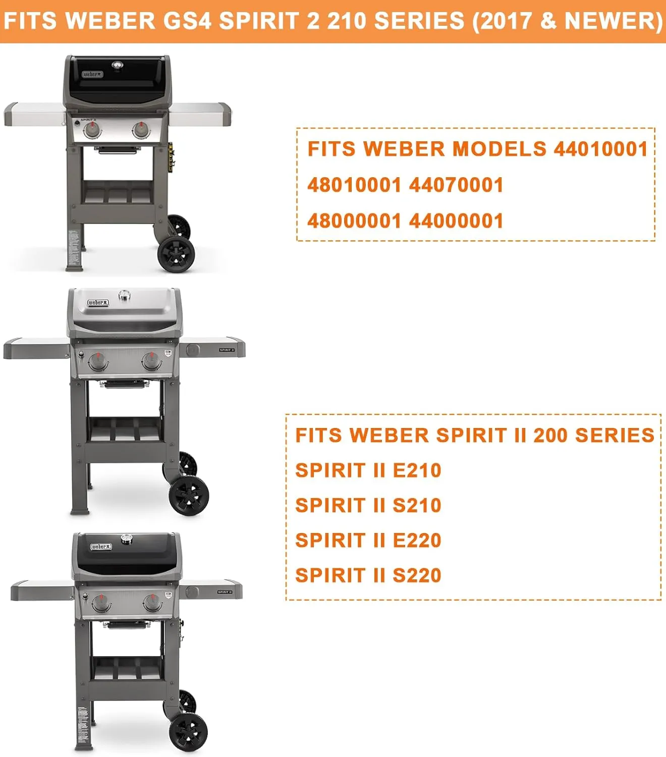 Grill Parts for Weber Spirit 2 Parts GS4 Spirit II 200 SER, Replacement Parts for Weber 7635 67045 69796 Flavorizer Bars, 69785 67024 Burner Tube, 69899 67278 Crossover Tube & 67060 Heat Deflector