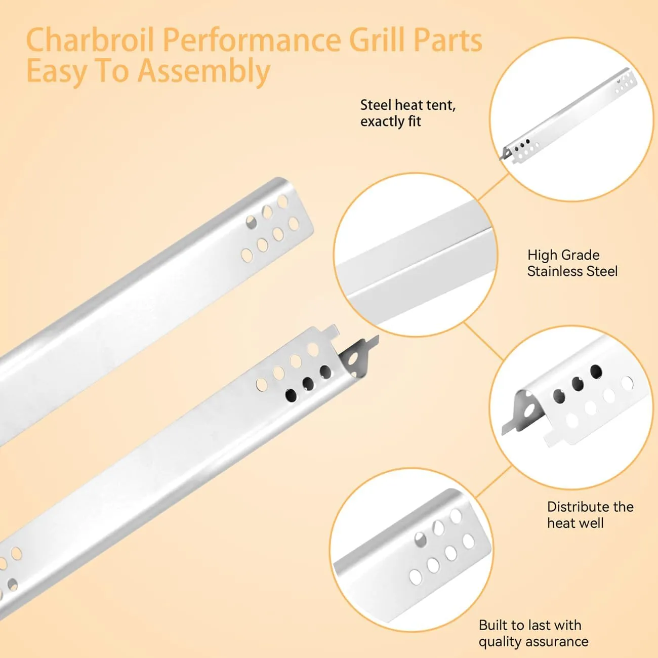 Grill Repair Parts for Charbroil Performance 6 Burner 463244819 463238218 463276517 463276617 466245917 463277918 463274819, G470-5200-W1 Burner Tube 470-0004-W1A Heat Plate for 6 Burner 463244819