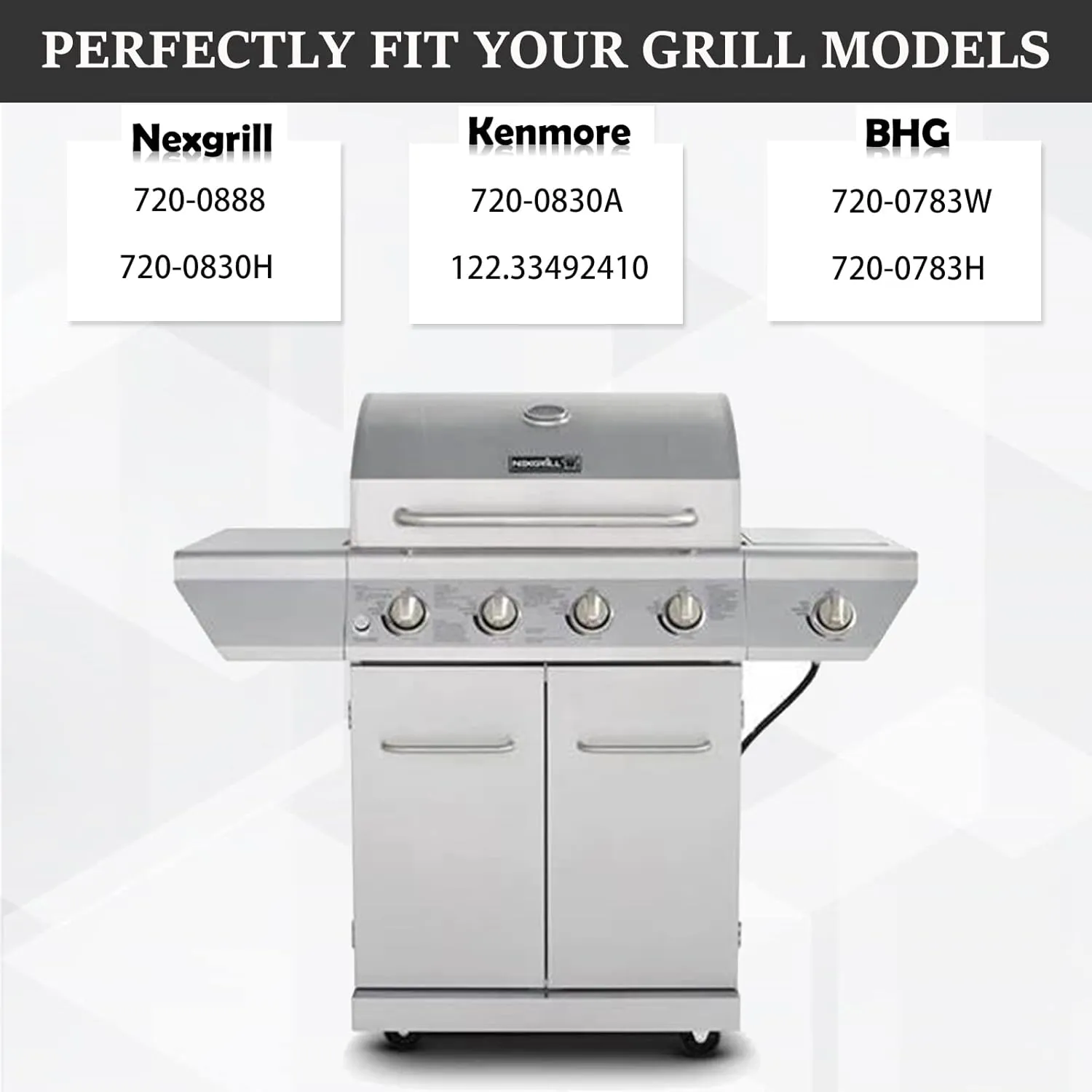 Grill Replacement Parts for Home Depot Nexgrill 4 Burner 720-0830H, 720-0783E, BHG 720-0783H, 720-0783W Grill Parts. Stainless Steel Heat Plates, Burners and Igniters for Ken/More 122.33492410