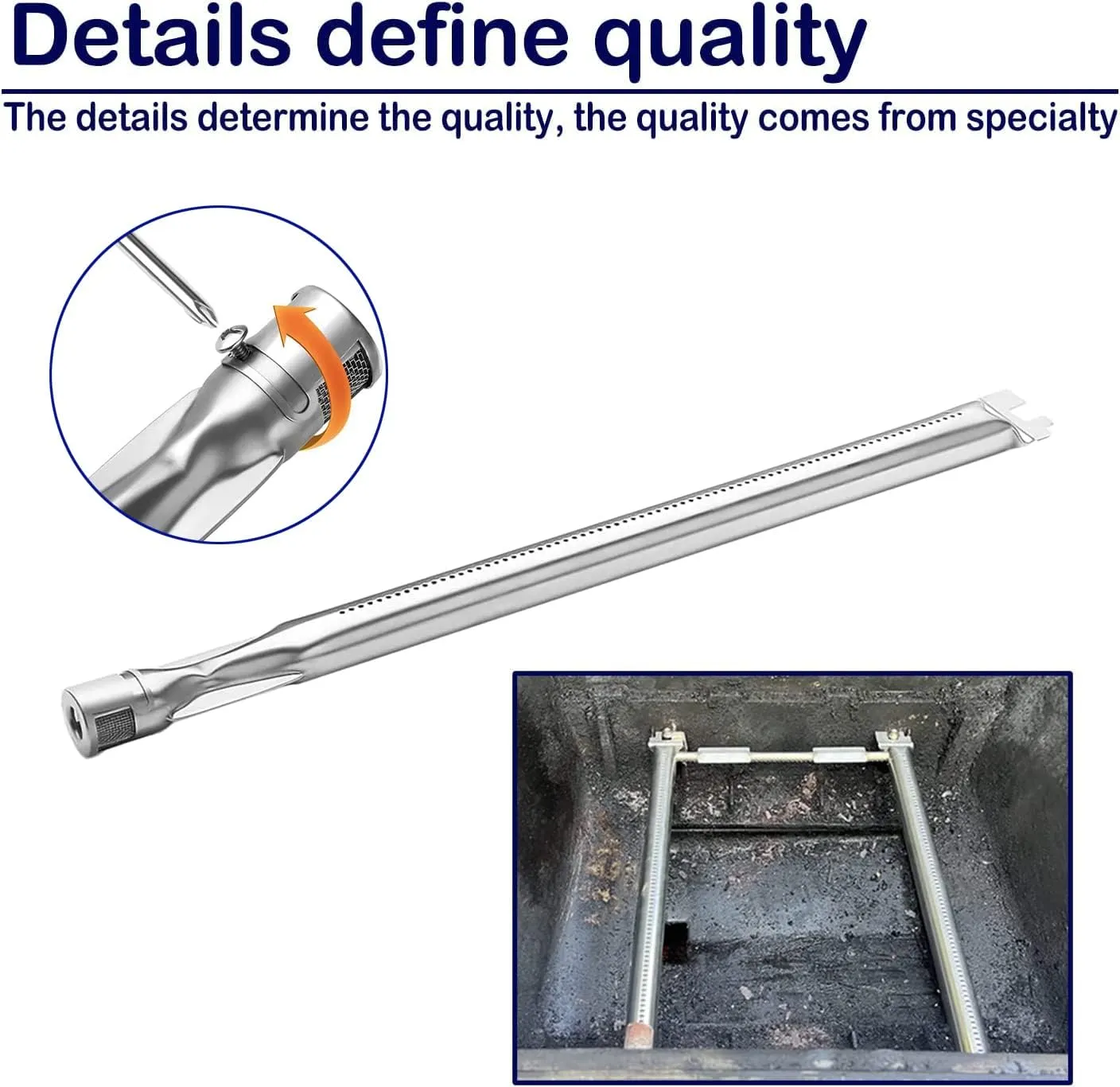 Grill Replacement Parts for Weber Spirit 200, Spirit E210 E220 S210 S220, Spirit II E-210, 15.3 Inch Porcelain Steel Flavorizer Bars part # 7635, Burner Tube # 69785 Heat Plate