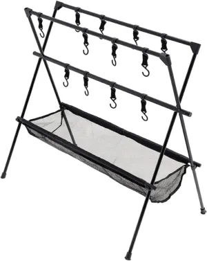Grill Storage Stand Picnic Pot Hanger Aluminum Alloy Camping Rack Foldable Grill Rack Storage Shelf for Outdoor Cooking Camping and Picnics