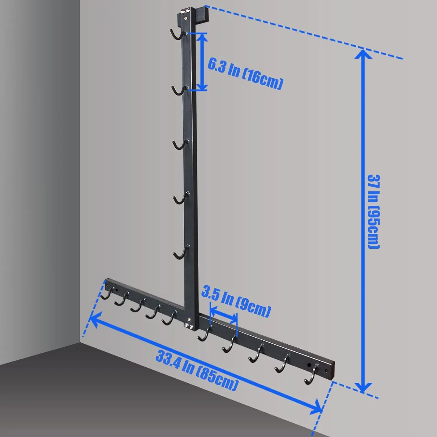 Gym Fitness LAT Pull Down Bar Storage Rack for Mag Grip - Heavy Duty A-Frame Stand for LAT Pulldown Attachments