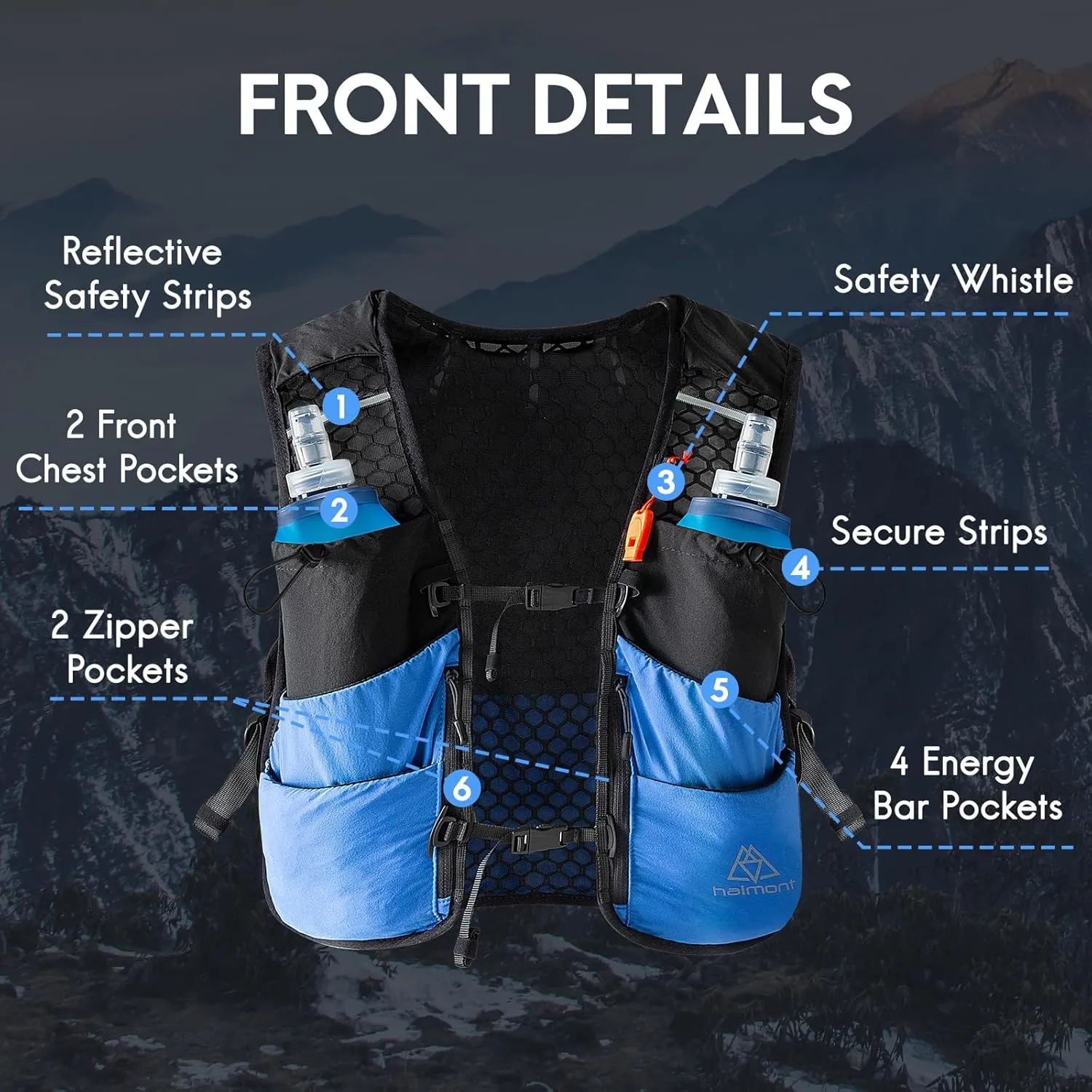 Haimont Running Hydration Vest, 5L Lightweight Runner Vest Pack for Women Men, Trail Running