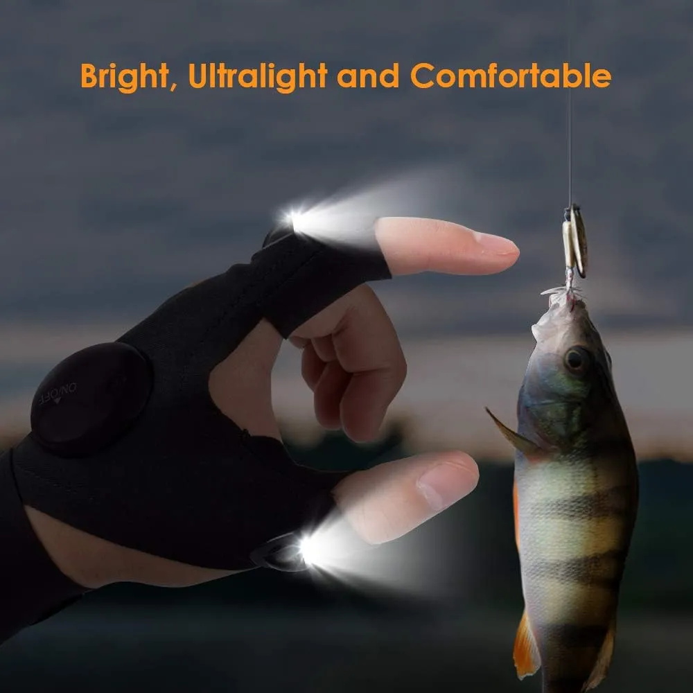 HANPURE LED Flashlight Gloves Stocking Stuffers for Adults Men Christmas Birthday Gift Idea for Dad Husband Him Boyfriend (2 Pack(with Replaceable Batteries))
