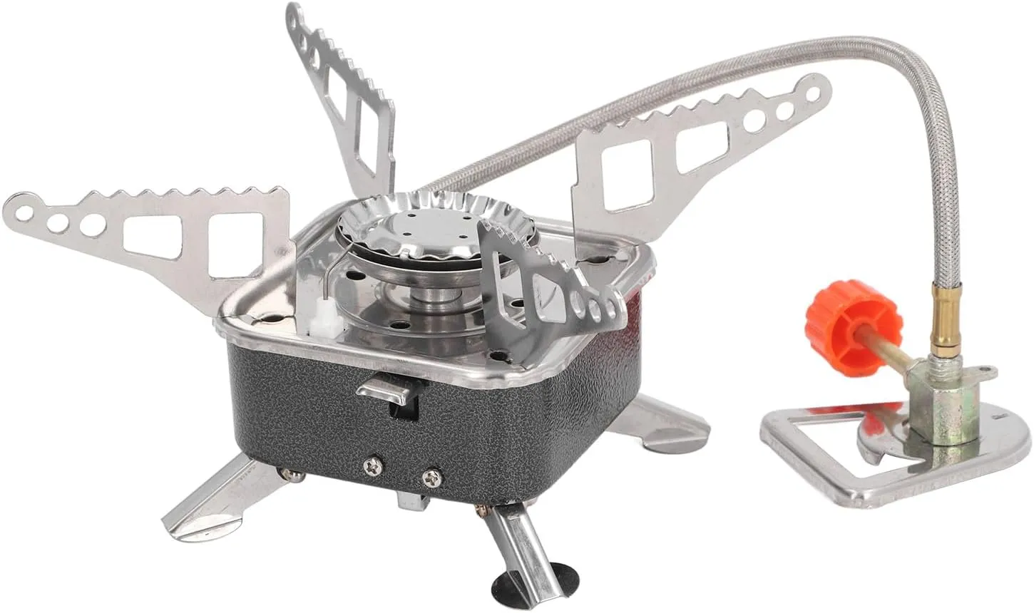 Haofy Folding Mini Stove with Stable Support, Portable Gas Stove for Camping, High Efficiency Wind Outdoor Stove (with Tube Buckle)
