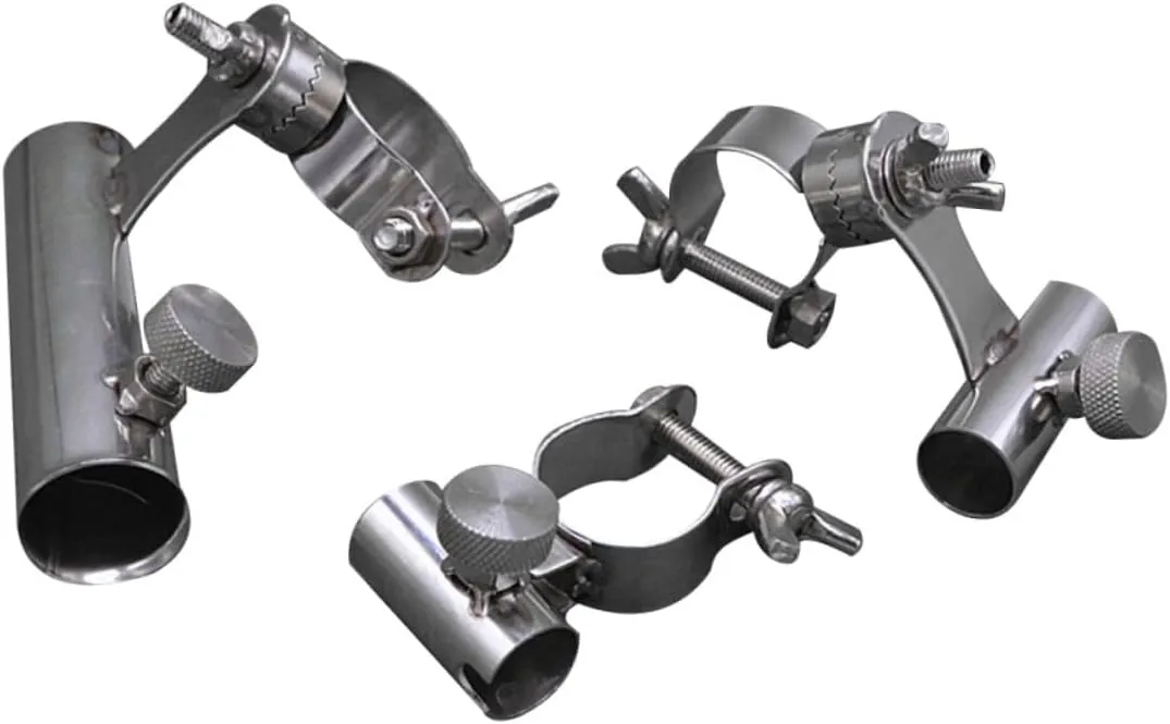 Happyyami Fishing Rod Bracket 3 Piece Stainless Steel Holders Telescopic Rod Holder Easy to Install for Bank Fishing