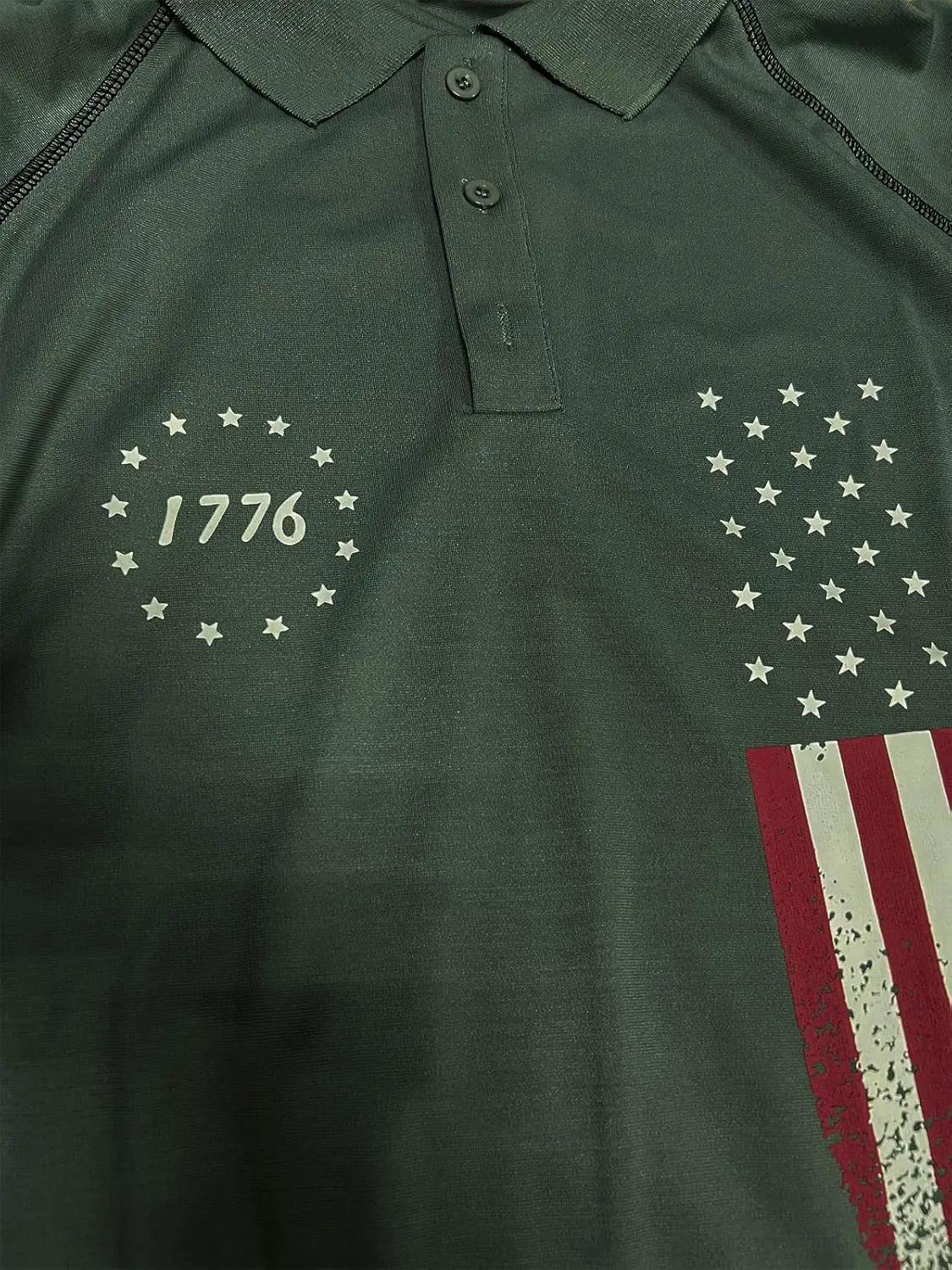 HARGLESMAN Mens American Flag Long Sleeve Polo Shirt