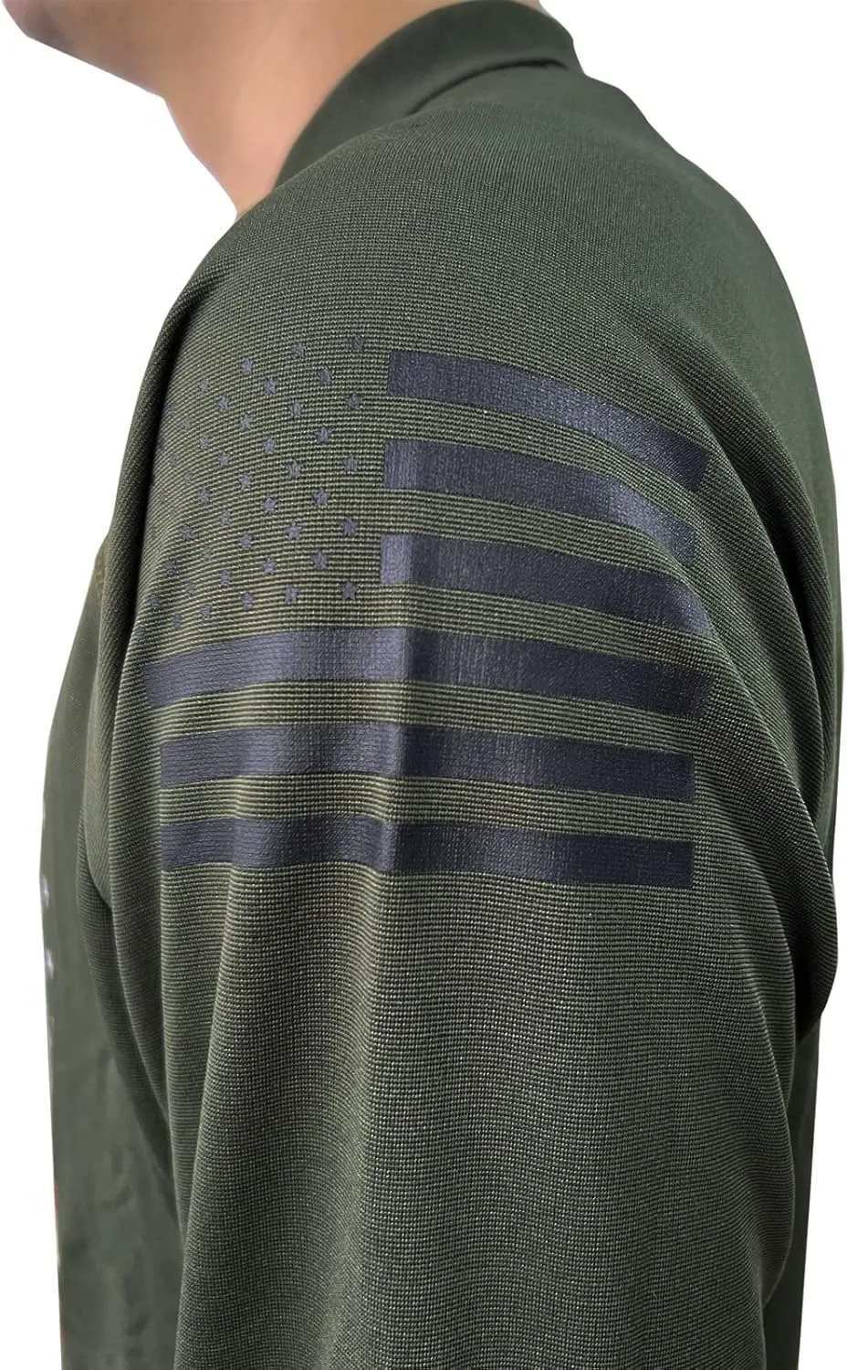 HARGLESMAN Mens American Flag Long Sleeve Polo Shirt