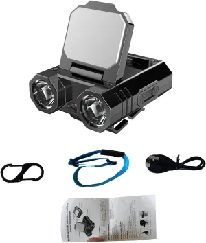 Hat Clip Light Rechargeable 5 Modes USB C Hat Lights Clip on 200-400 Lumen Lights Clip on Hat Battery Powered, White/Red/Blue Hard Hat Clips for Headlamp with Head Strap, Buckle Black