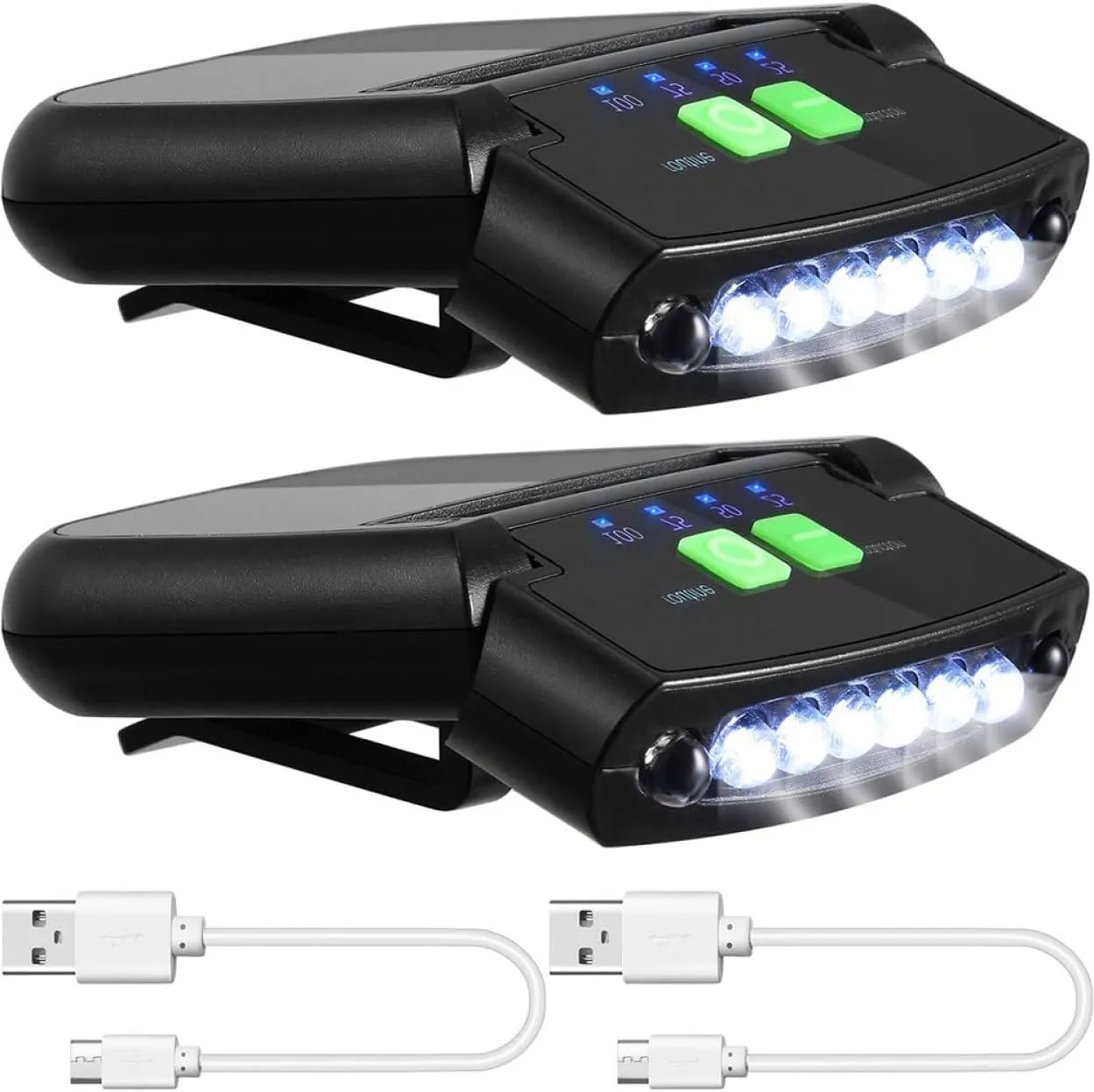 Hat Light Headlamp LED Clip on Cap Lights USB Rechargeable Cap Flashlight for Fishing Camping Traveling Black 2PCS Hat Light Headlamp sportinggoods