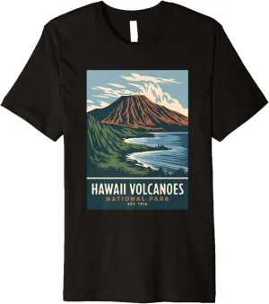 Hawaii Volcanoes National Park Vintage Camping Men Women Premium T-Shirt
