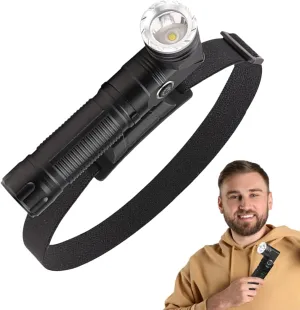 Head Torch - Headlamp | Rechargeable Waterproof Lightweight Hardhat Light 90 Degree Rotating Swivel Head Work Lamp for Night Repairing Hands-frree Flashlight Gift for Adults Kids Outdoor