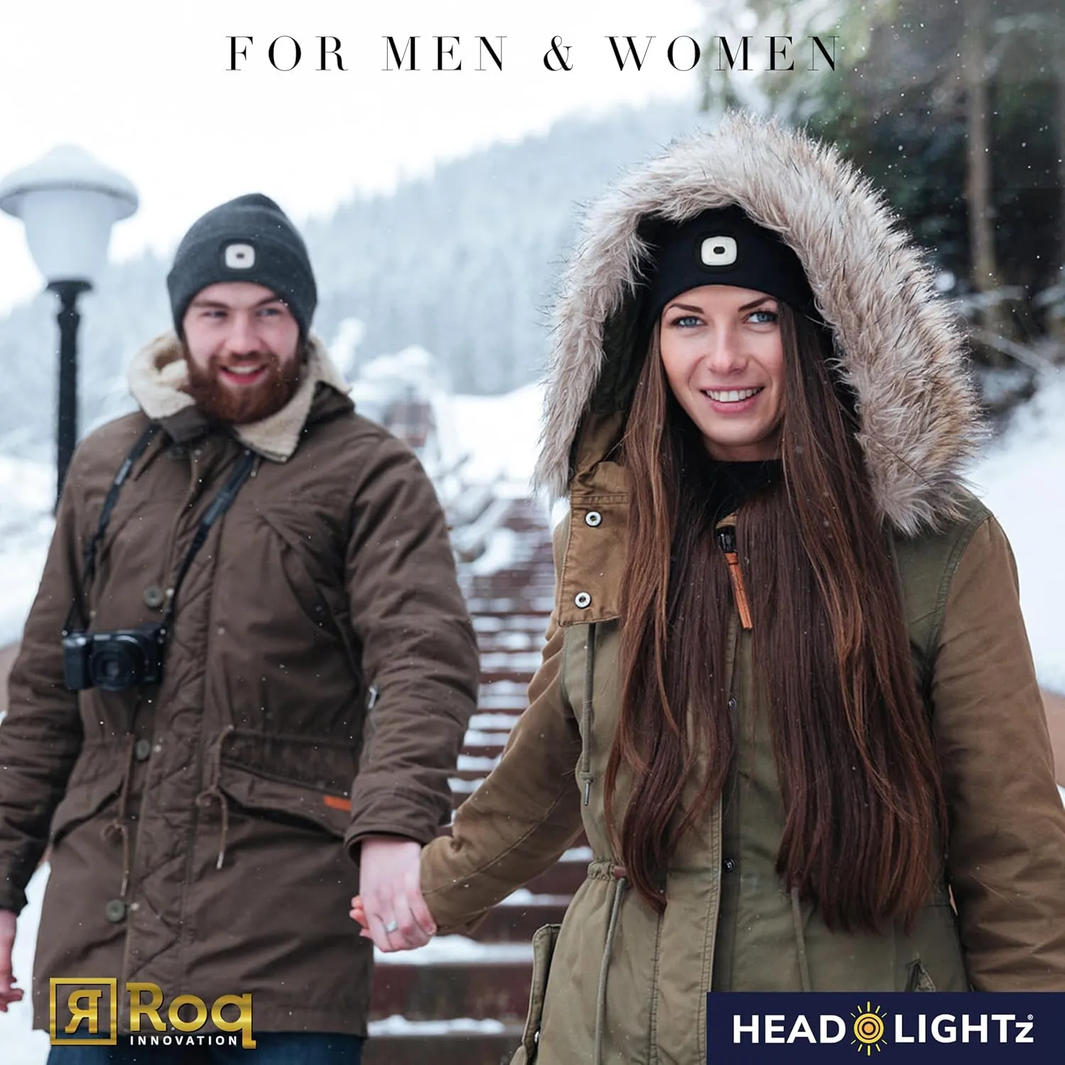 Headlightz by Roq Innovation - Beanie with Light, Unisex LED Beanie Hat with Light Built in, Rechargeable
