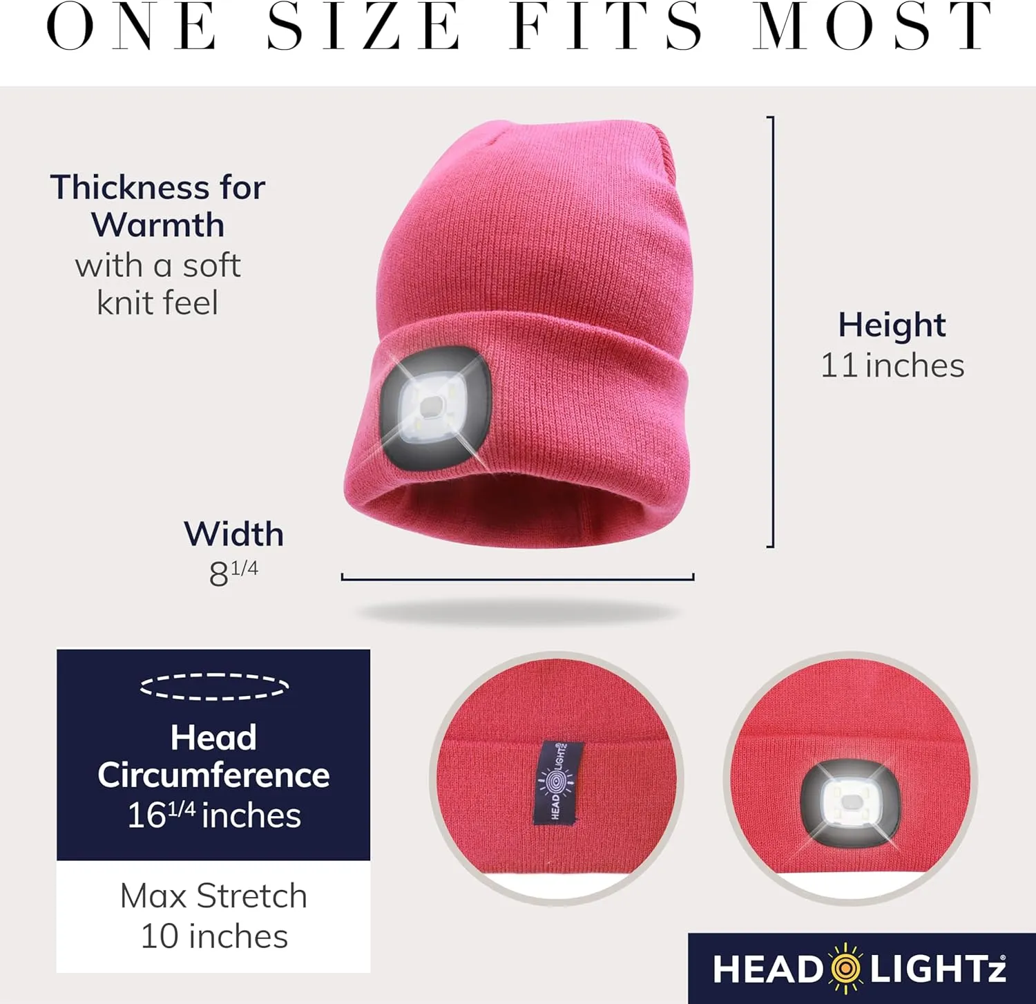 Headlightz by Roq Innovation - Beanie with Light, Unisex LED Beanie Hat with Light Built in, Rechargeable