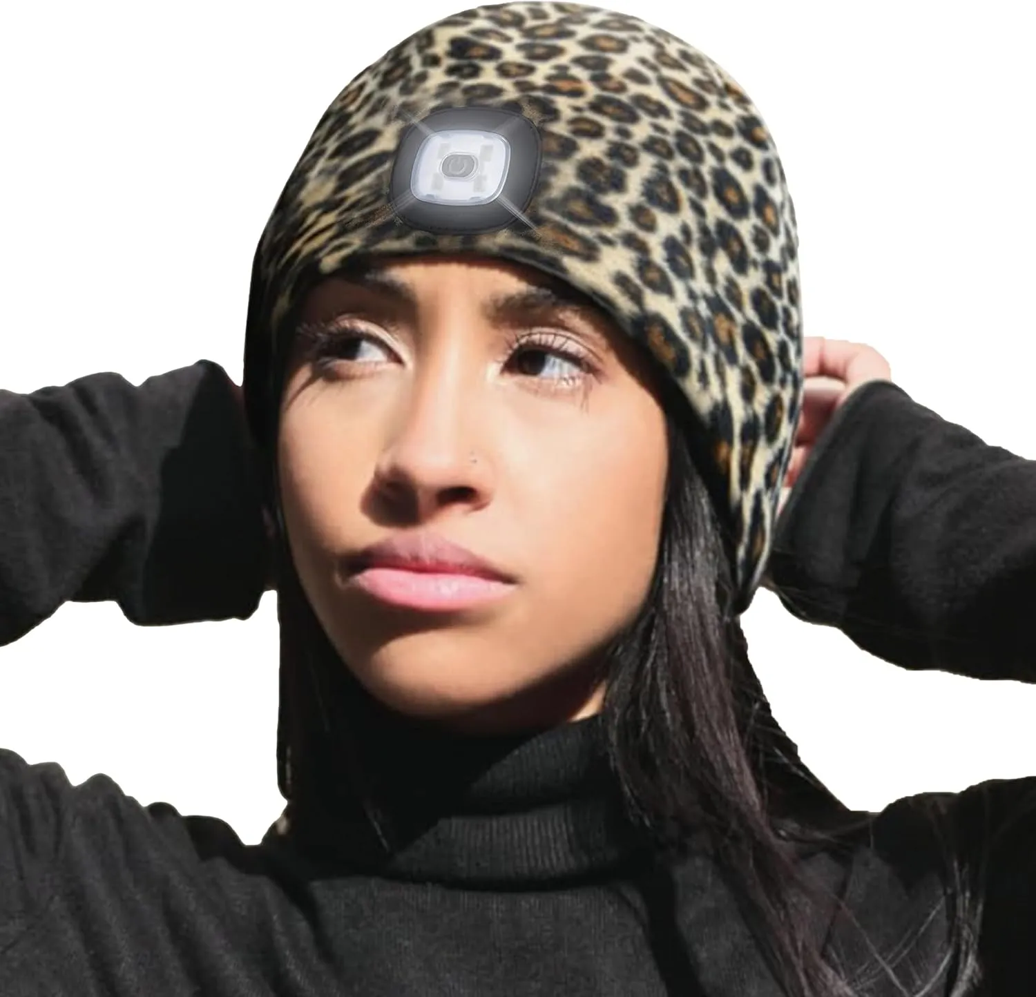Headlightz by ROQ Innovation - Fleece Beanie Hat with LED Light - Cap for Winter Safety, Unisex Fits Men, Women, Kids Headlamp for Dog Walking
