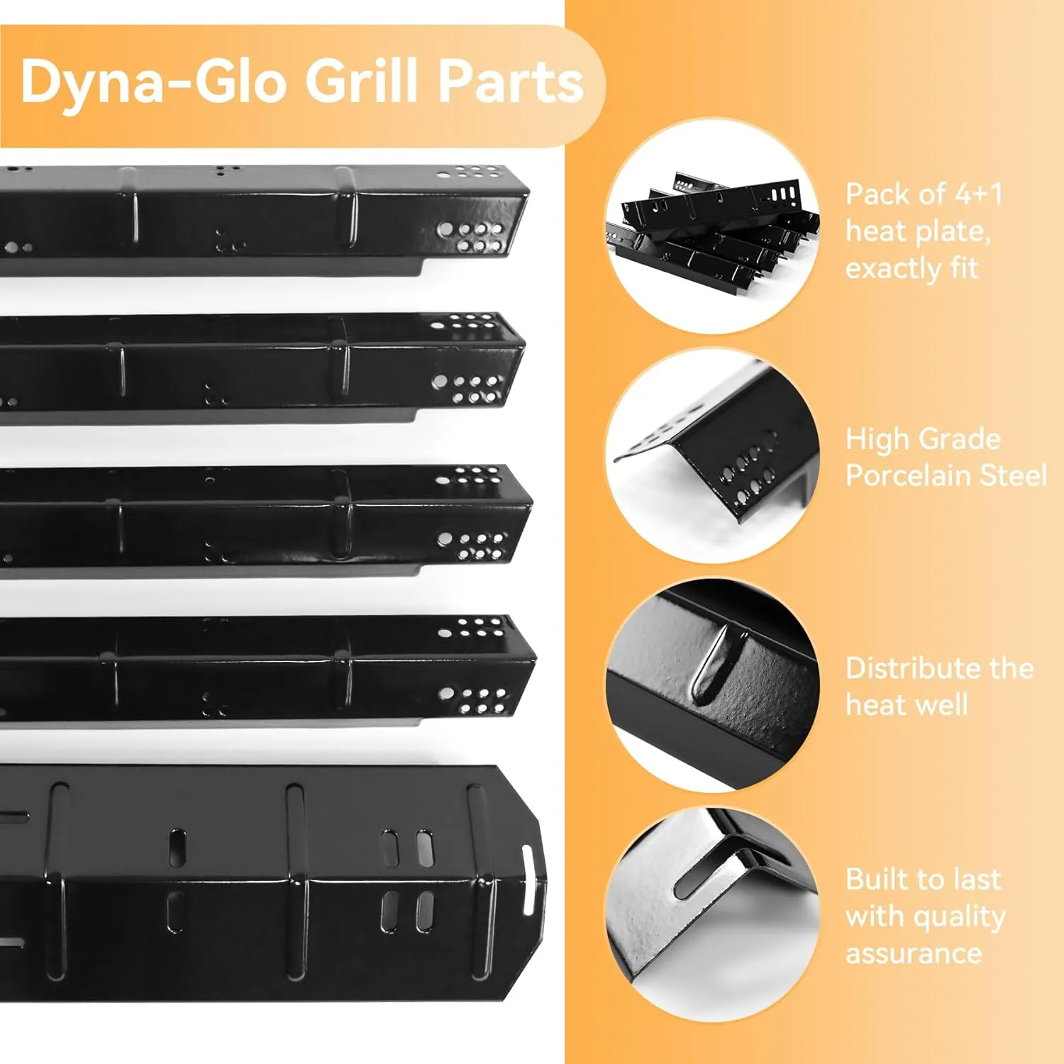 Heat Plate and Burner Kit for Dyna-Glo DGH474CRP DGH483CRP DGH485CRP DGH474CRP-D DGH450CRP DGH353CRP DGH373CRP DGH373CRP-D，Grill Replacement Parts for Dynaglo 4 and 5 Burner Revoace GBC1793W Grills